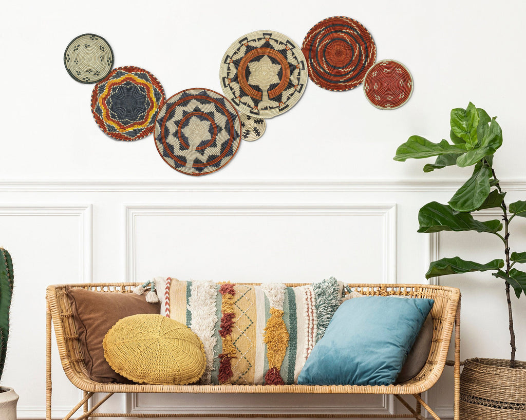 Set of 7 Handwoven wall baskets Set 44-7-N