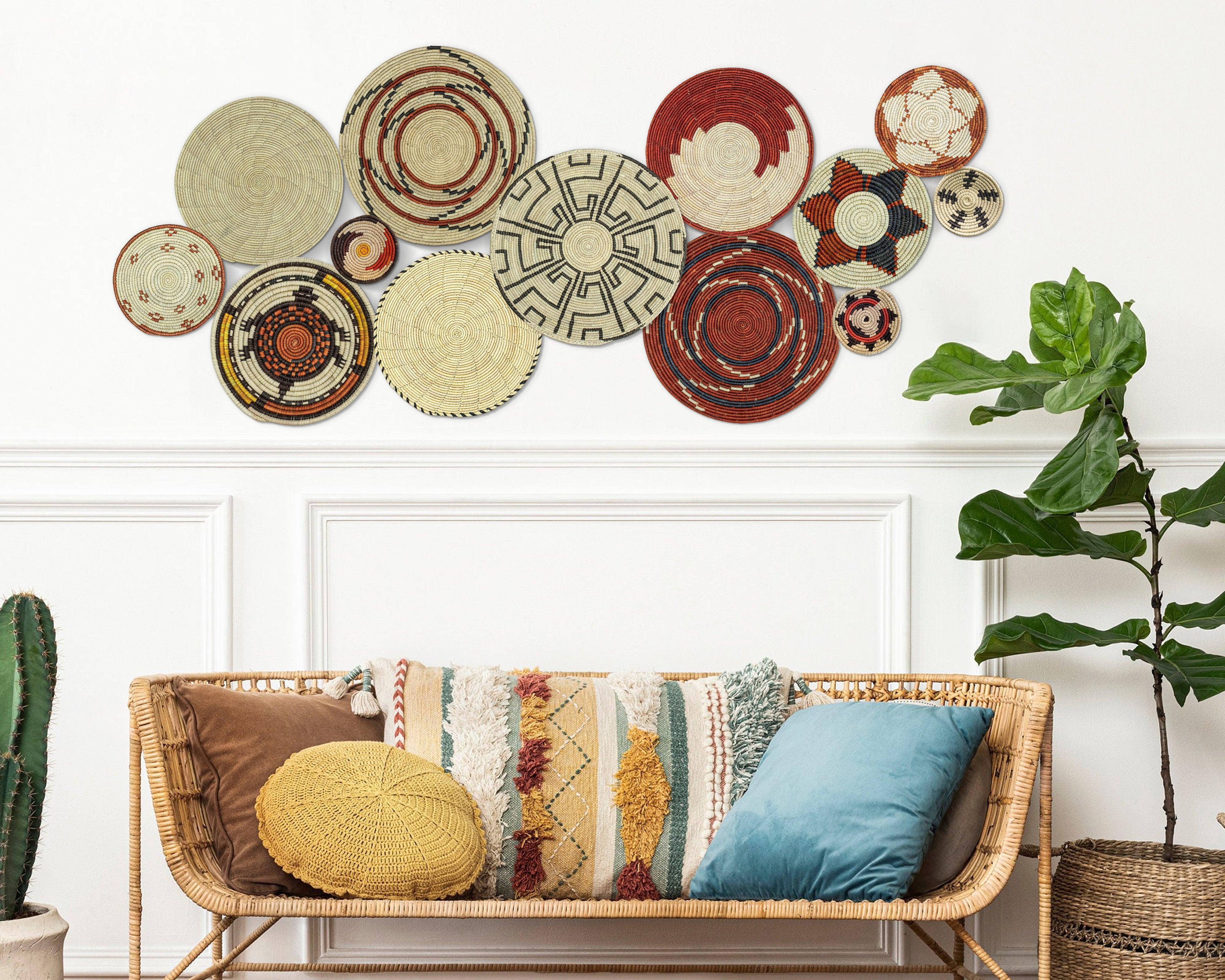 Set of 13 Handwoven wall baskets SET-175-13 N