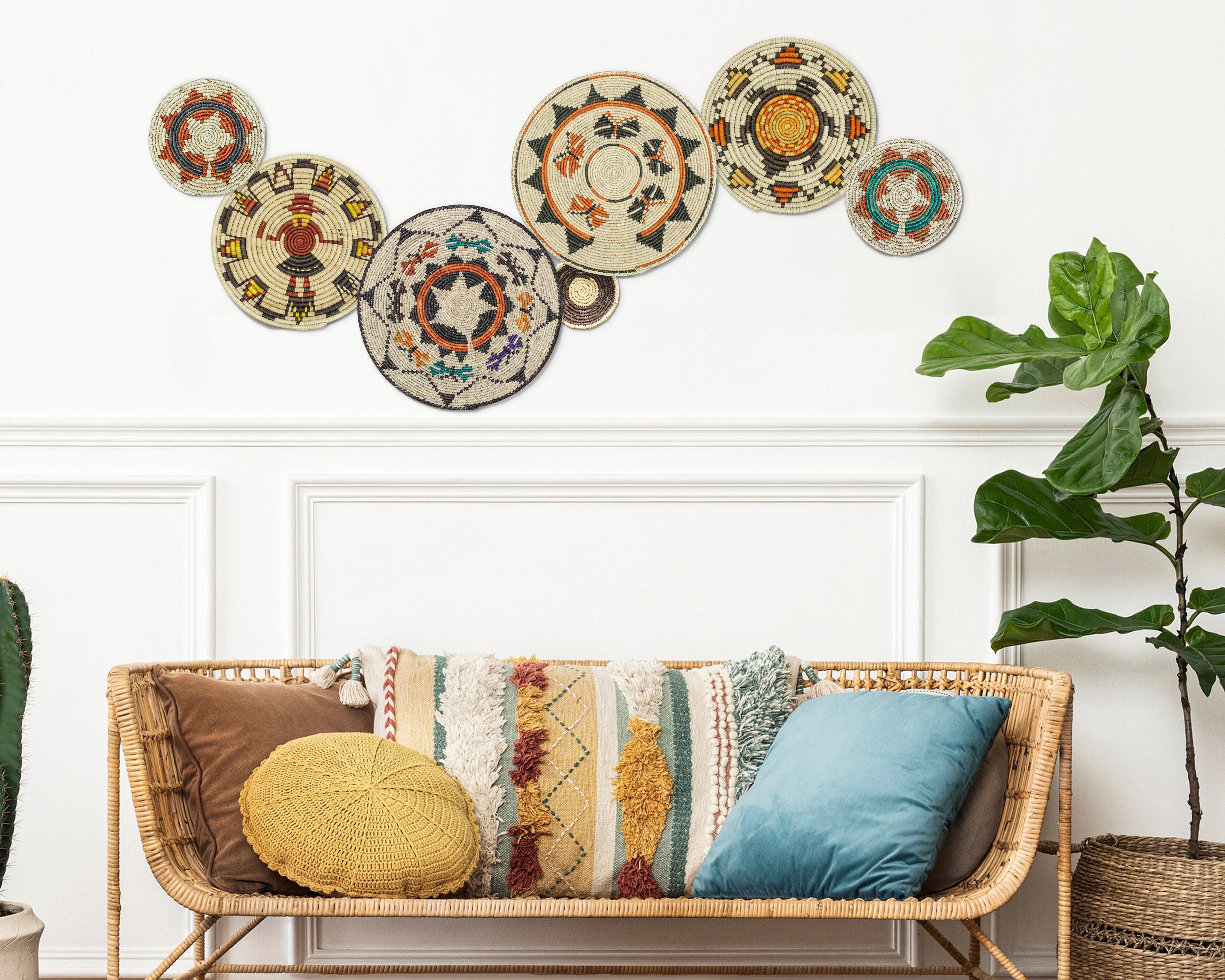 Set of 7 Handwoven wall baskets Set 39-7-N