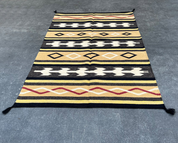 6x4ft Wool Kilim – Southwestern Flatweave Rug