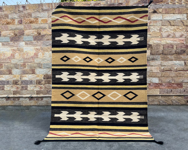 6x4ft Wool Kilim – Southwestern Flatweave Rug