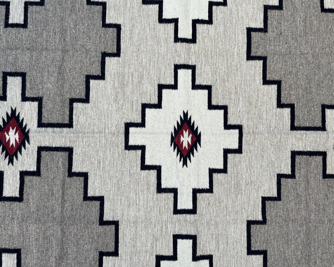 6x4ft Handwoven Dhurrie Rug, Large Soft Wool Flatweave Rug, Southwestern Tribal Area Rug, Perfect for Living Room & Bedroom