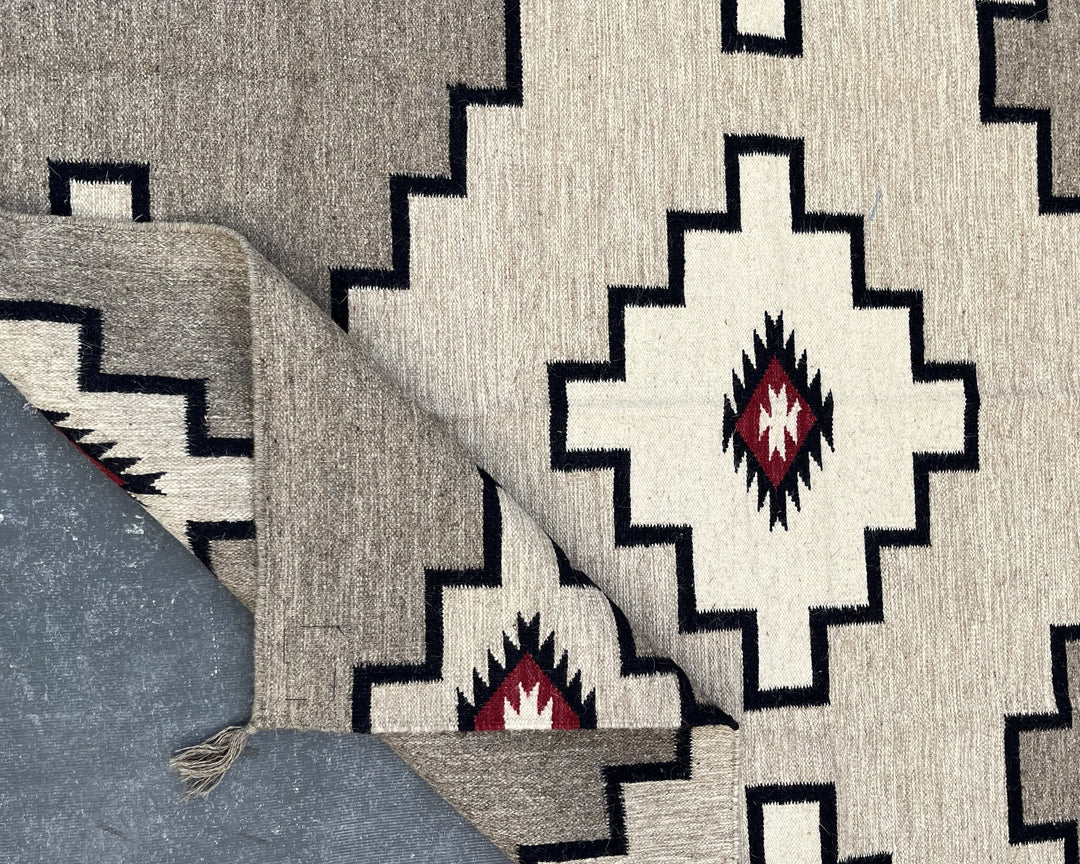 6x4ft Handwoven Dhurrie Rug, Large Soft Wool Flatweave Rug, Southwestern Tribal Area Rug, Perfect for Living Room & Bedroom