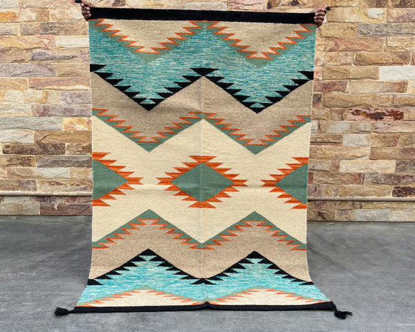 6x4ft Wool Kilim – Southwestern Flatweave Rug