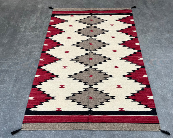 6x4ft Wool Kilim – Southwestern Flatweave Rug