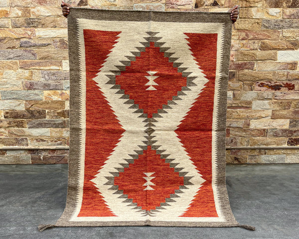 6x4ft Wool Kilim – Southwestern Flatweave Rug