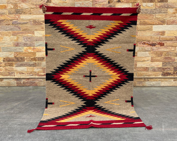 6x4ft Wool Kilim – Southwestern Flatweave Rug