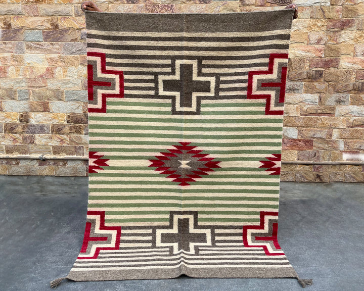 6x4ft Handwoven Dhurrie Rug, Large Soft Wool Flatweave Rug, Southwestern Tribal Area Rug, Perfect for Living Room & Bedroom