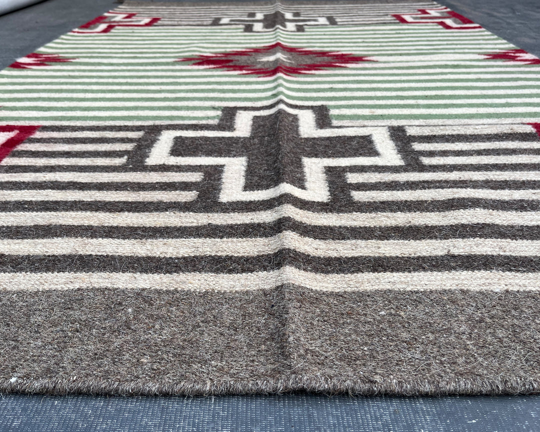 6x4ft Handwoven Dhurrie Rug, Large Soft Wool Flatweave Rug, Southwestern Tribal Area Rug, Perfect for Living Room & Bedroom