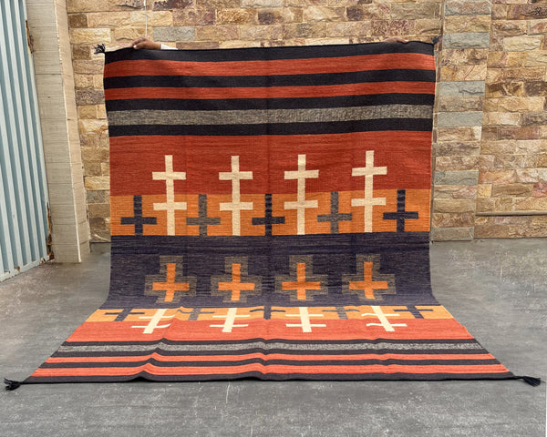 6x9ft Wool Kilim – Southwestern Flatweave Rug