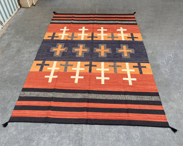 Cross - Southwestern Wool Flatweave Rug