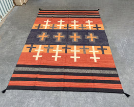 6x9ft Wool Kilim – Southwestern Flatweave Rug