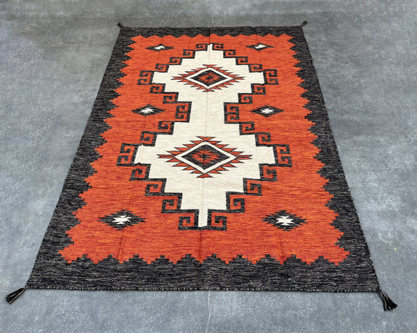 Two Grey Hills - Southwestern Wool Flatweave Rug