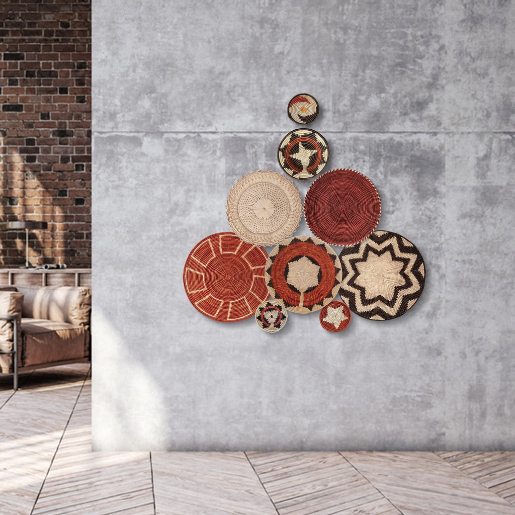 Set of 9 Handwoven wall baskets SET-12-9 N