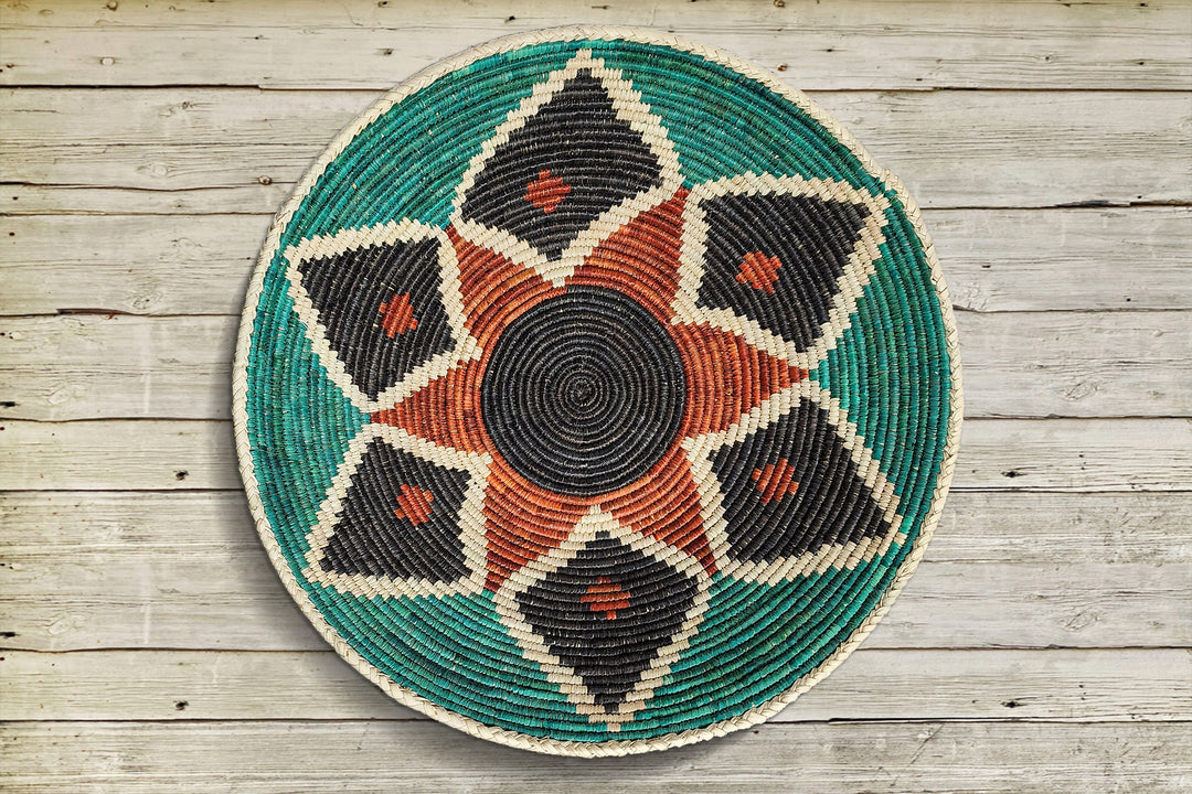 Hand-Woven Large Lotus Green 22-Inch Bowl Basket