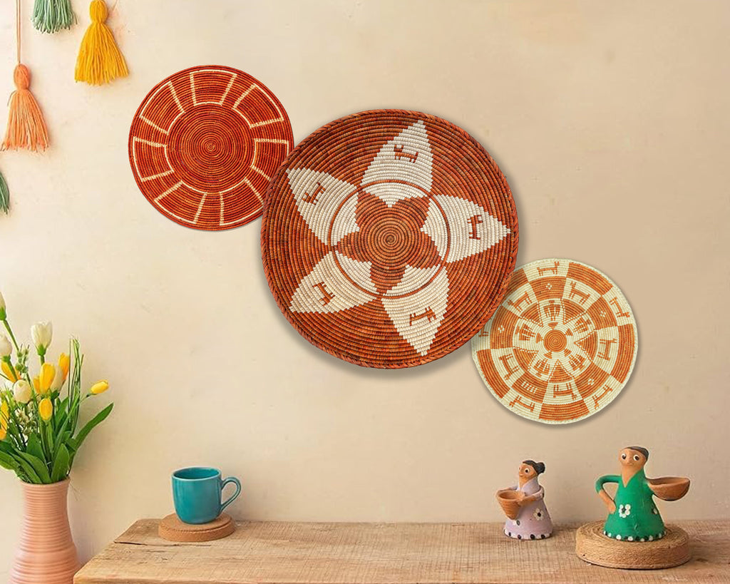 Set of 3 Handwoven wall baskets SET-203-3 N