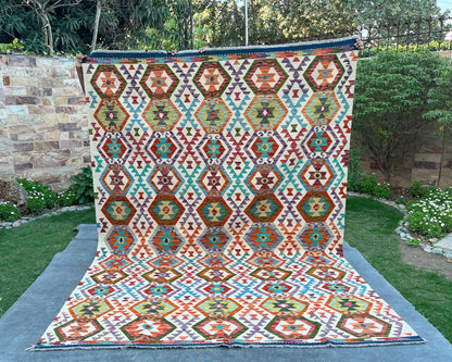 Afghan Chobi Wool Kilim - 10x7 ft KL-187-70