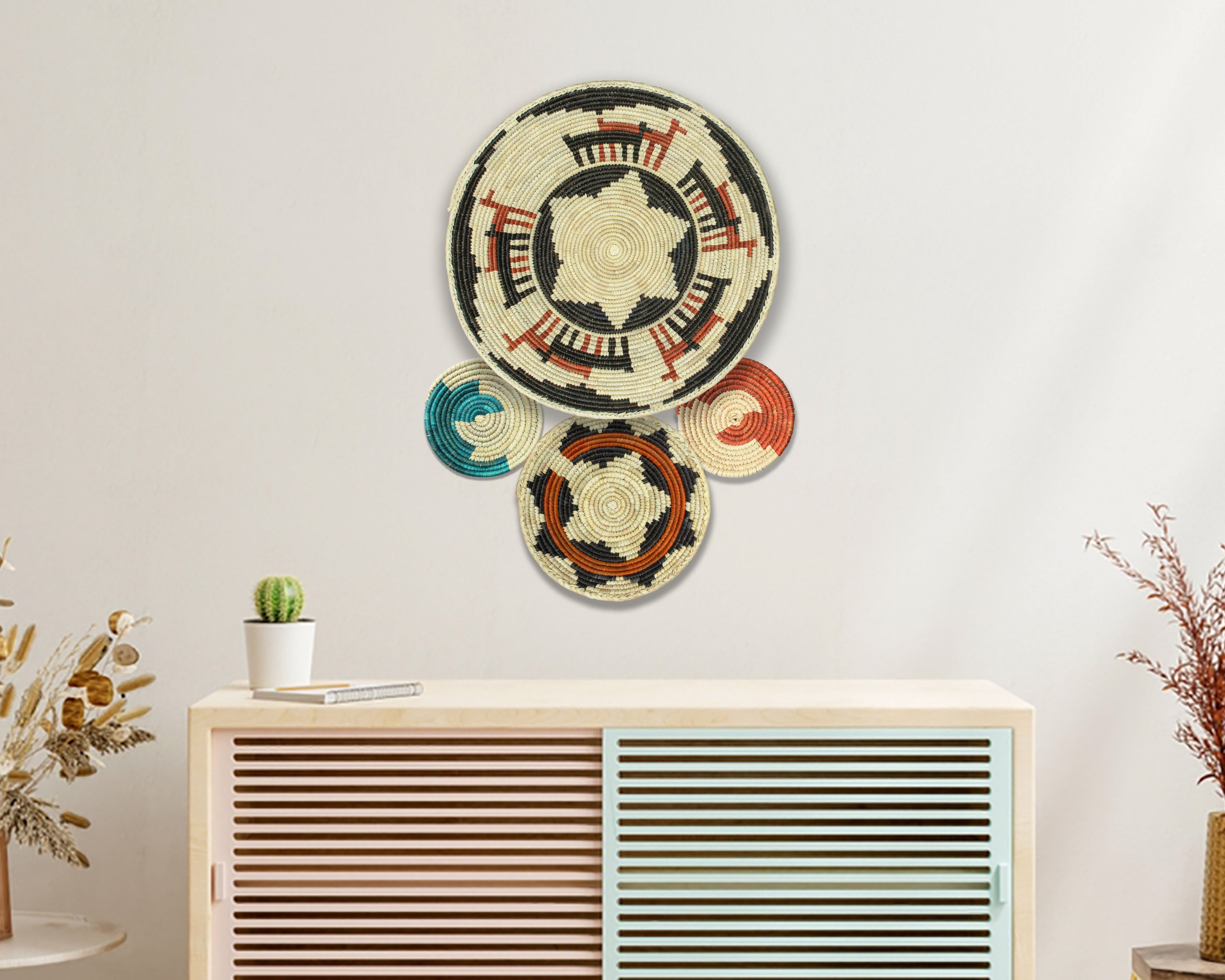 Set of 4 Handwoven wall baskets SET-234-4 N