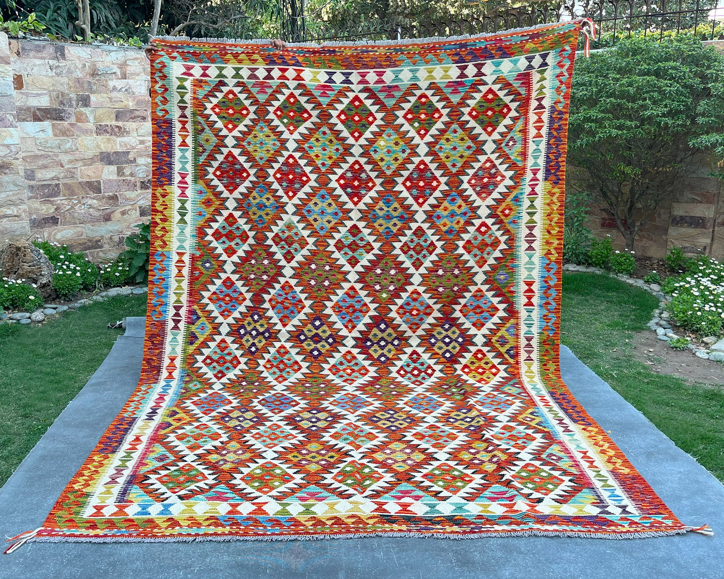 Afghan Chobi Wool Kilim - 10x7 ft KL-184-70