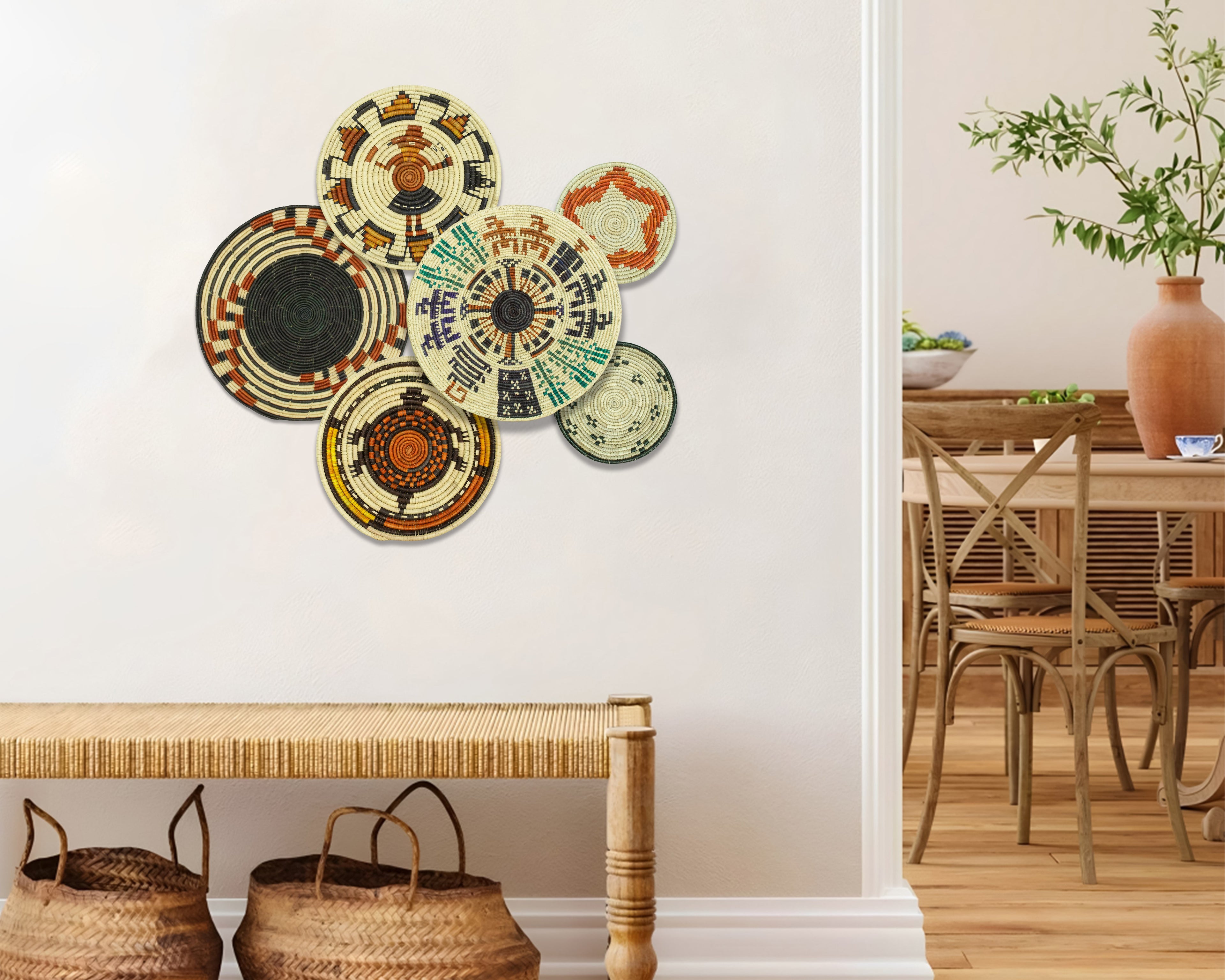 Set of 6 Handwoven wall baskets SET-279-6 N