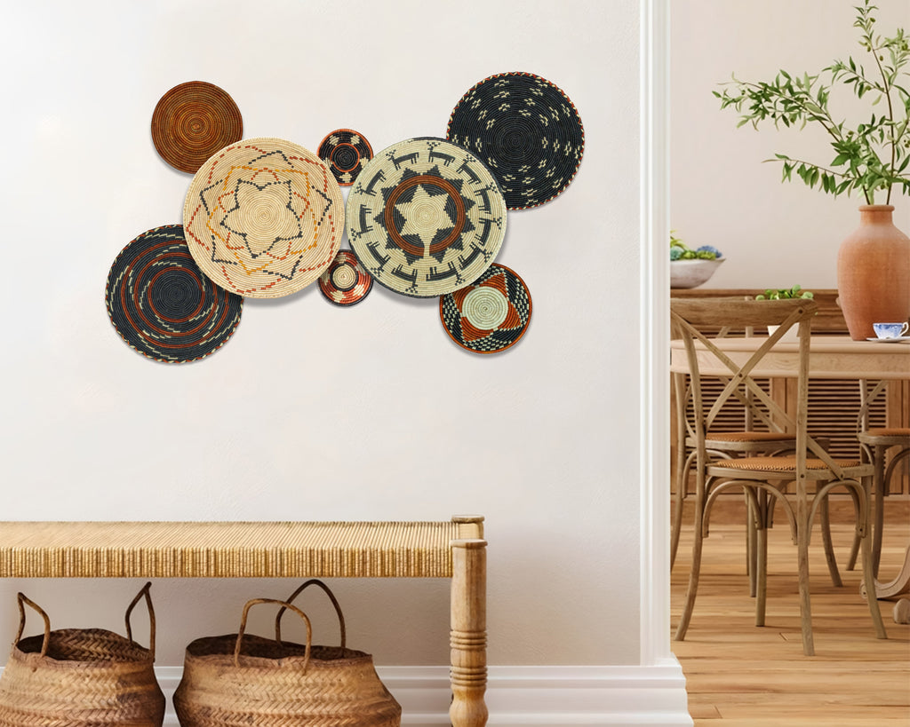 Set of 8 Handwoven wall baskets SET-251-8 N