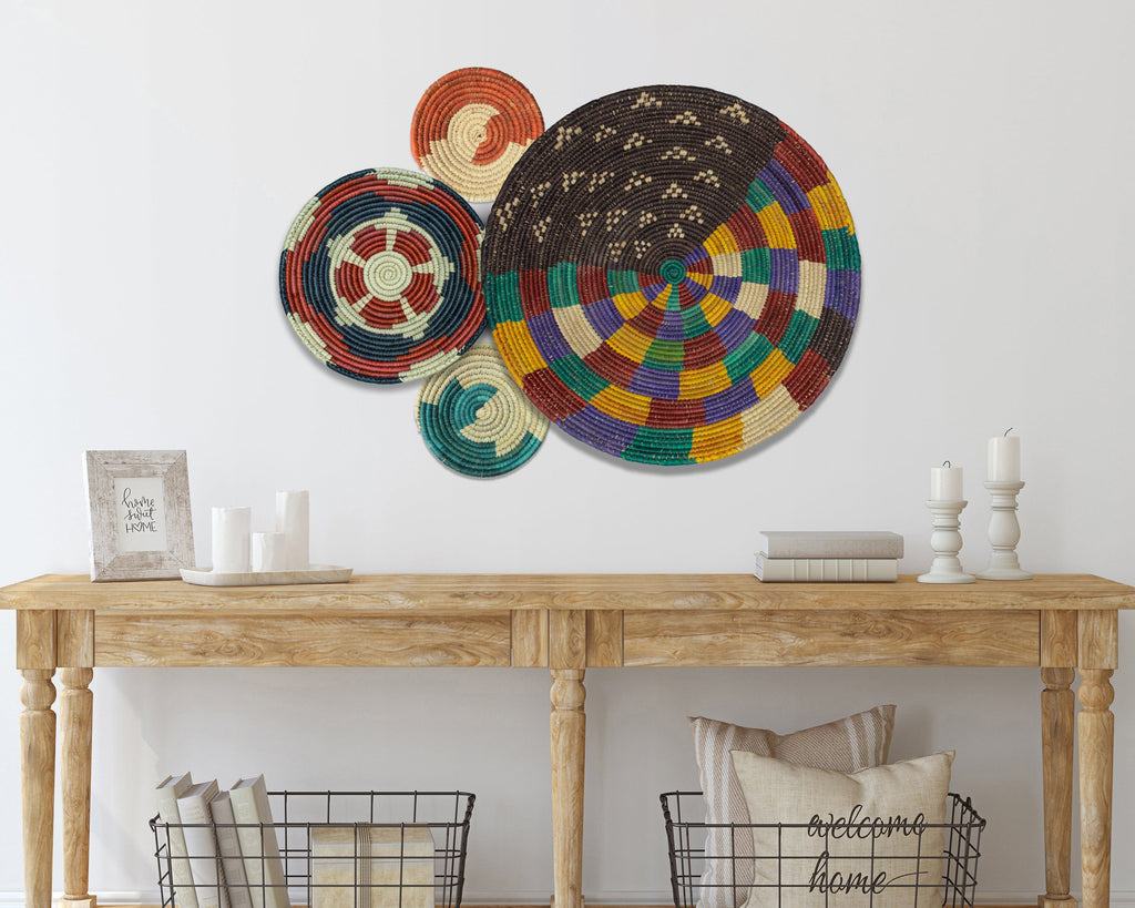 Set of 4 Handwoven wall baskets SET-233-4 N