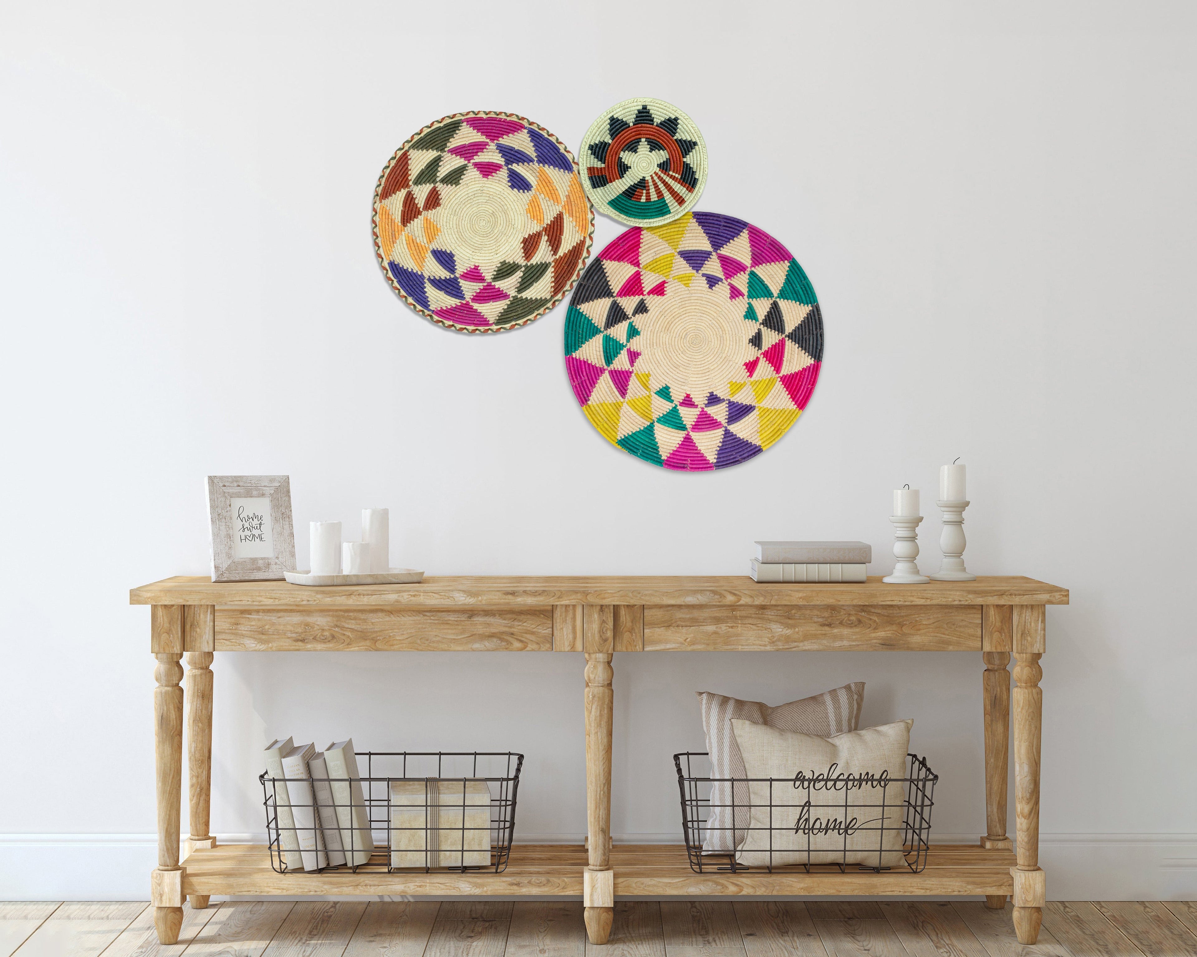 Set of 3 Handwoven wall baskets SET-204-3 N