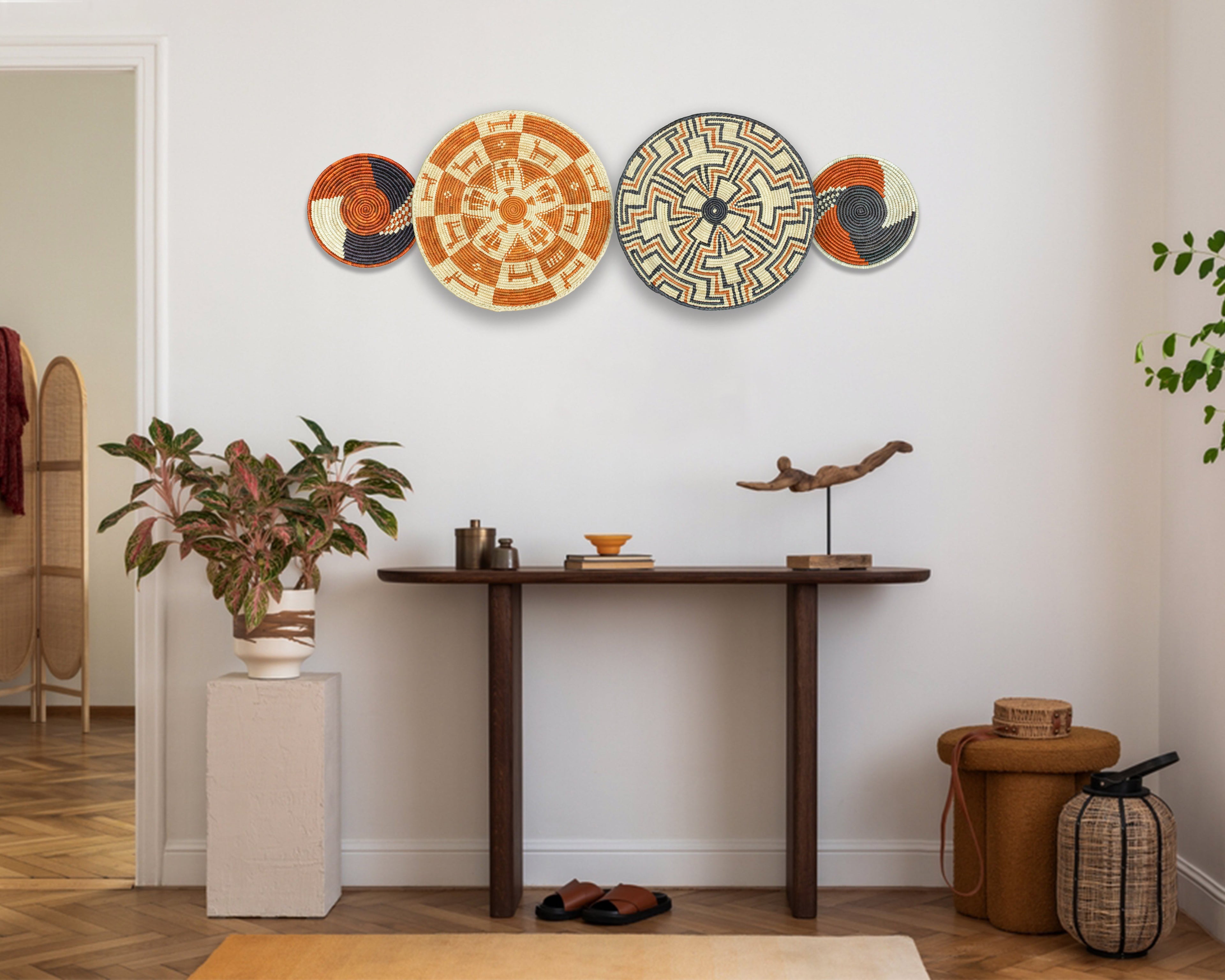 Set of 4 Handwoven wall baskets SET-229-4 N