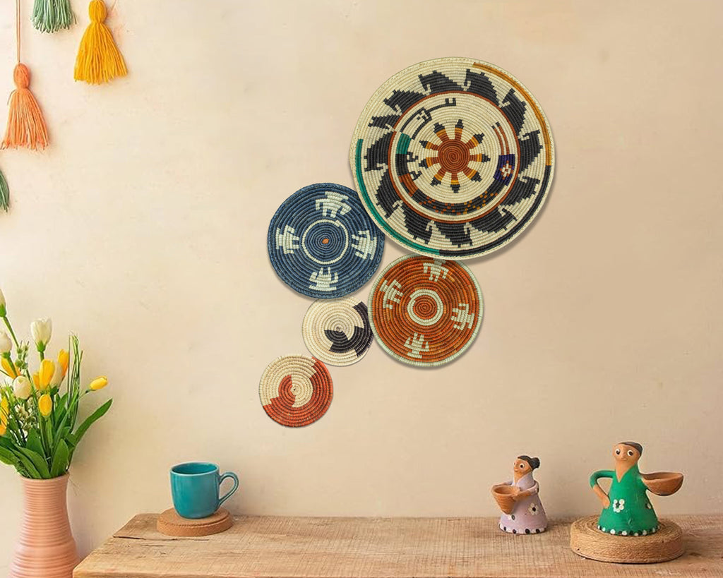 Set of 5 Handwoven wall baskets SET-68-5 N