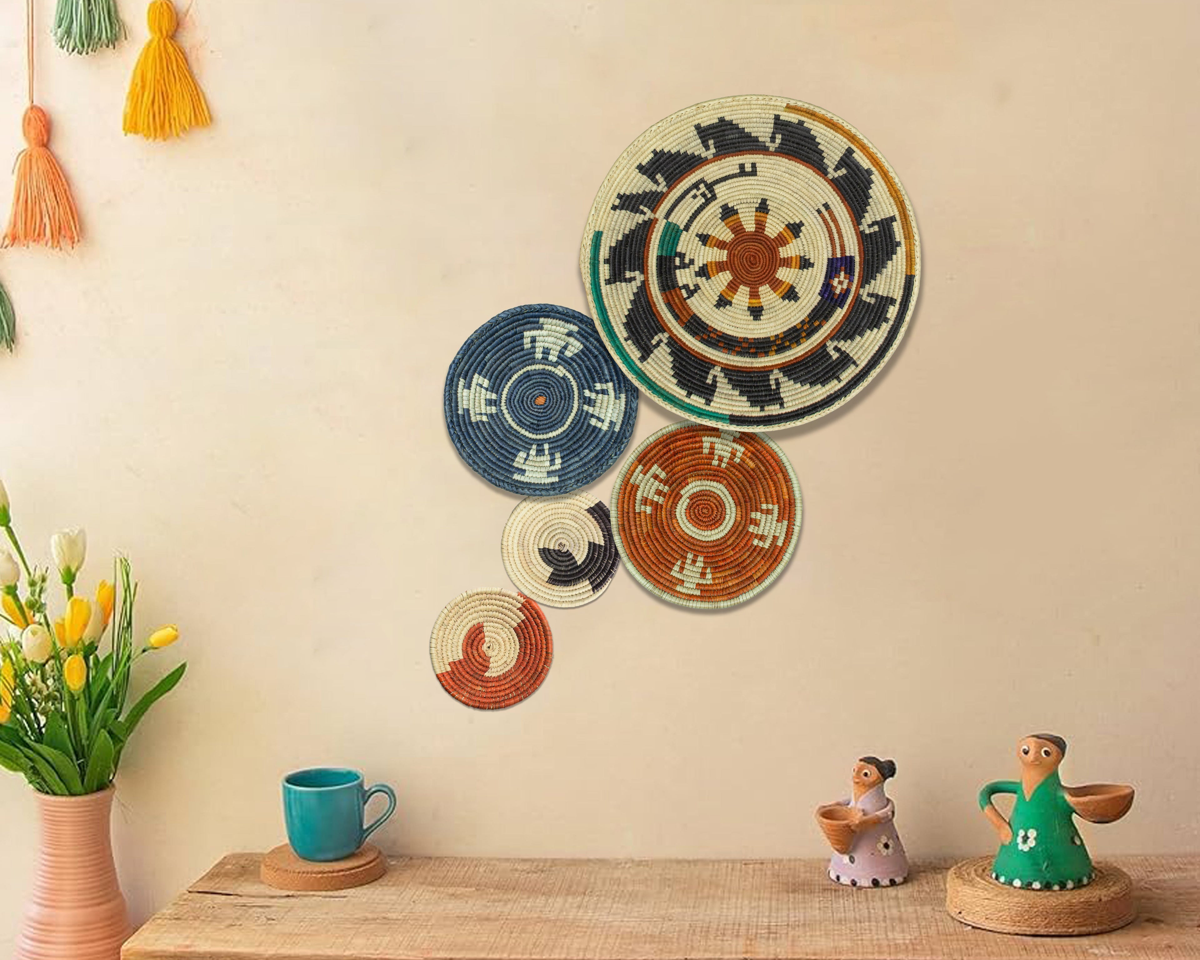 Set of 5 Handwoven wall baskets SET-68-5 N