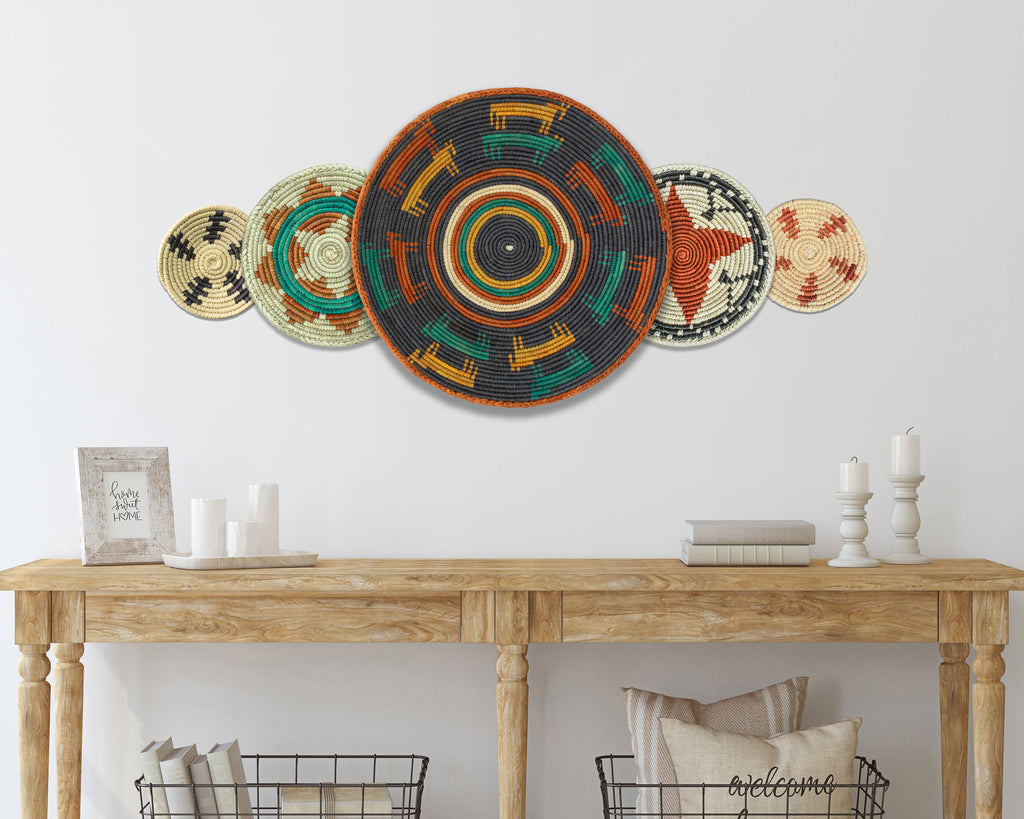 Set of 5 Handwoven wall baskets SET-66-5 N