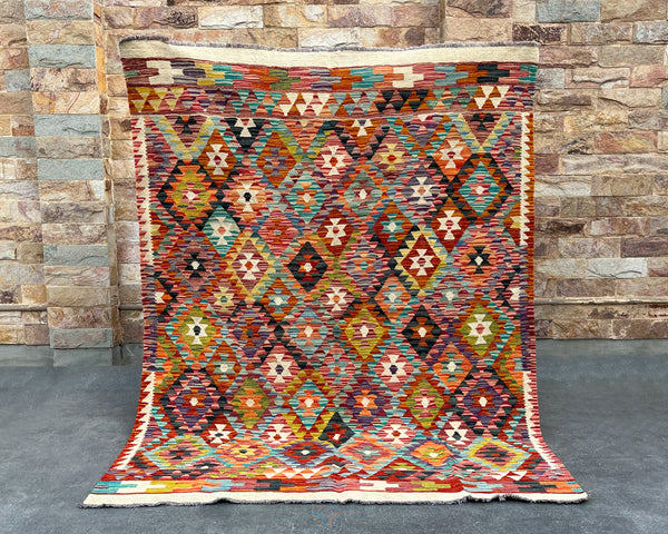 Afghan Maimana Wool Kilim - 7x5 ft