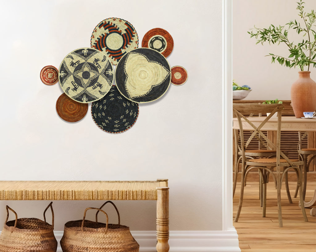 Set of 8 Handwoven wall baskets SET-249-8 N