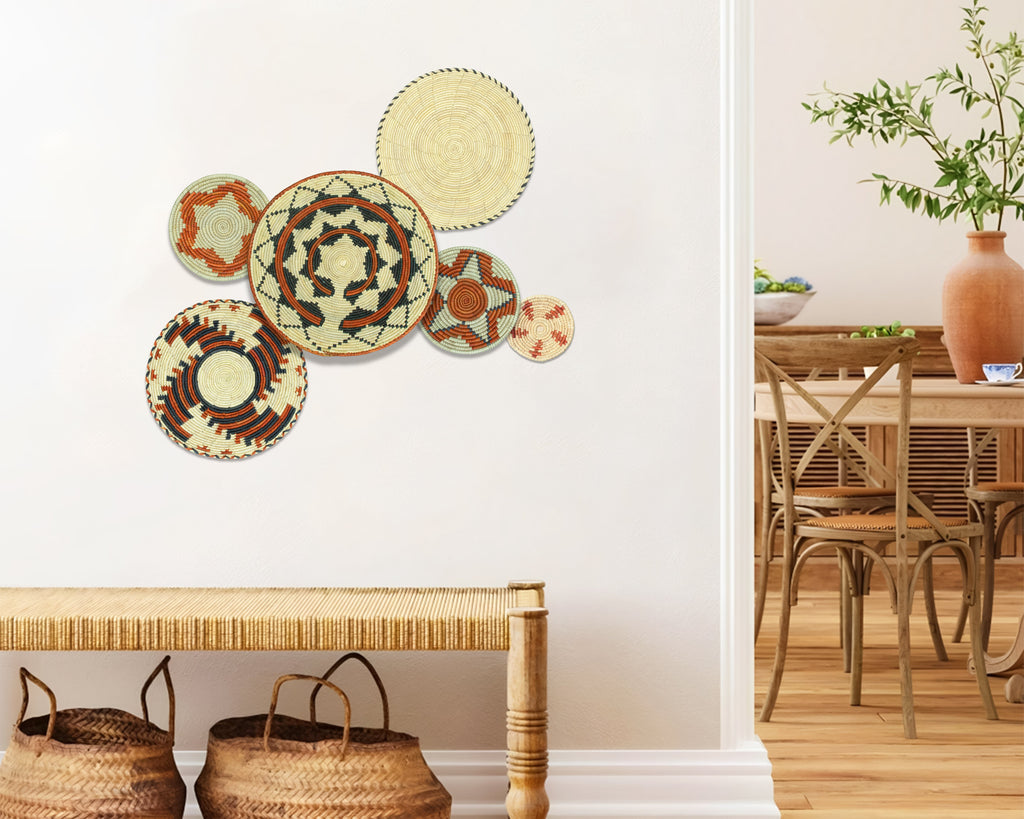 Set of 6 Handwoven wall baskets SET-396-6 N