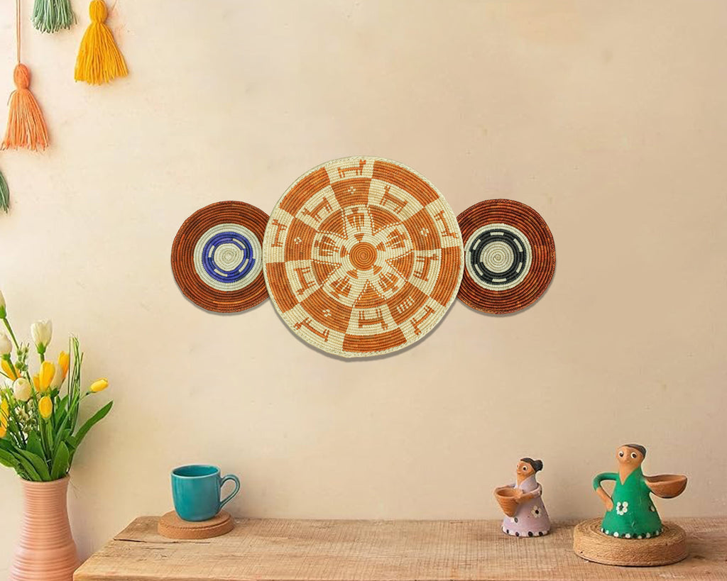 Set of 3 Handwoven wall baskets SET-214-3 N