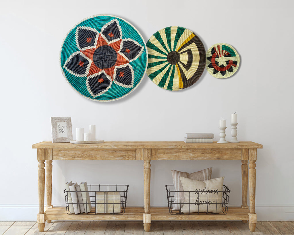 Set of 3 Handwoven wall baskets SET-206-3 N