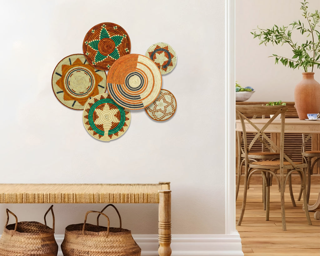 Set of 6 Handwoven wall baskets SET-277-6 N