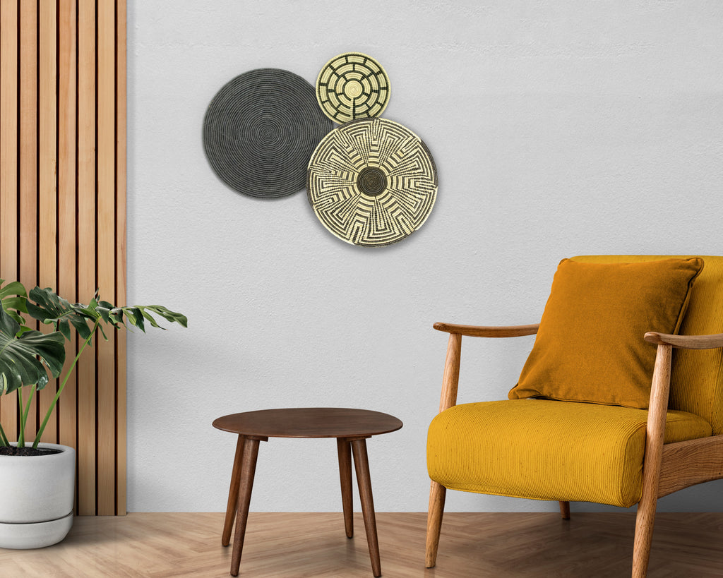 Set of 3 Handwoven wall baskets SET-207-3 N