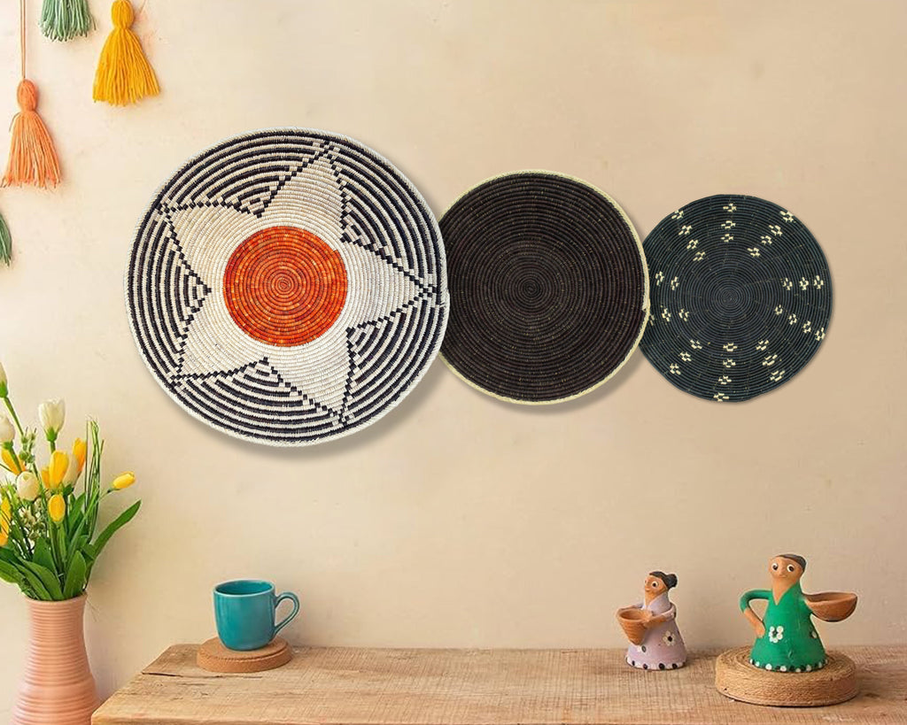 Set of 3 Handwoven wall baskets SET-205-3 N