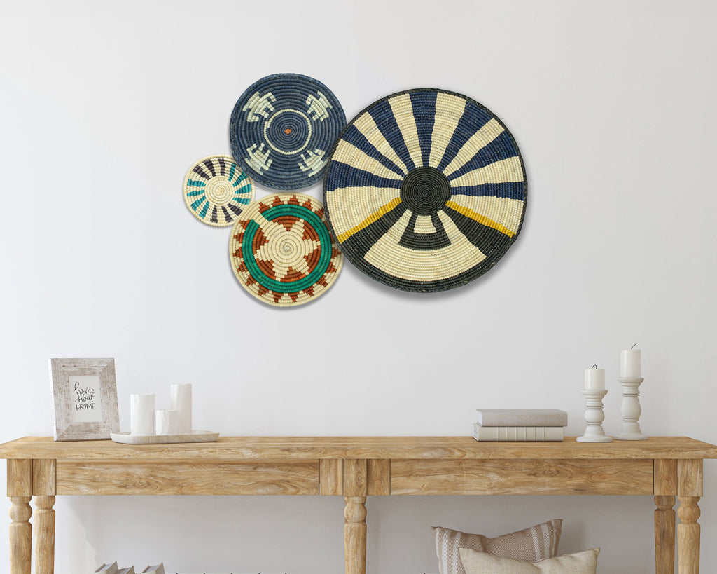 Set of 4 Handwoven wall baskets SET-236-4 N