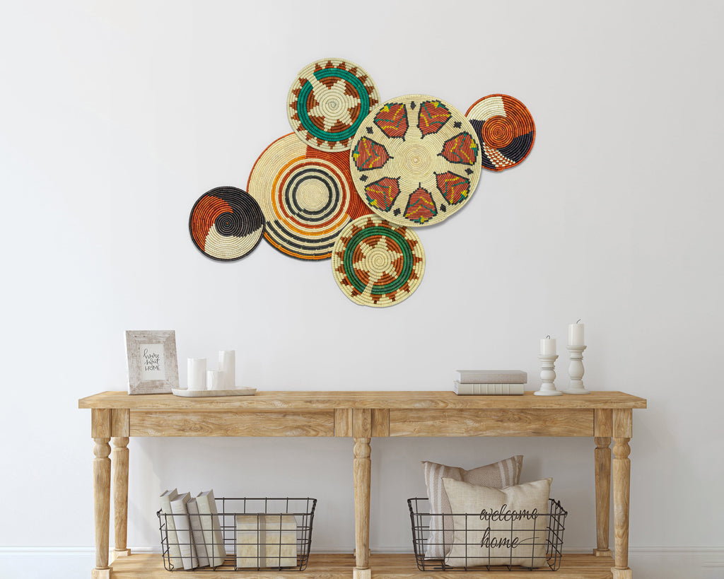 Set of 6 Handwoven wall baskets SET-281-6 N