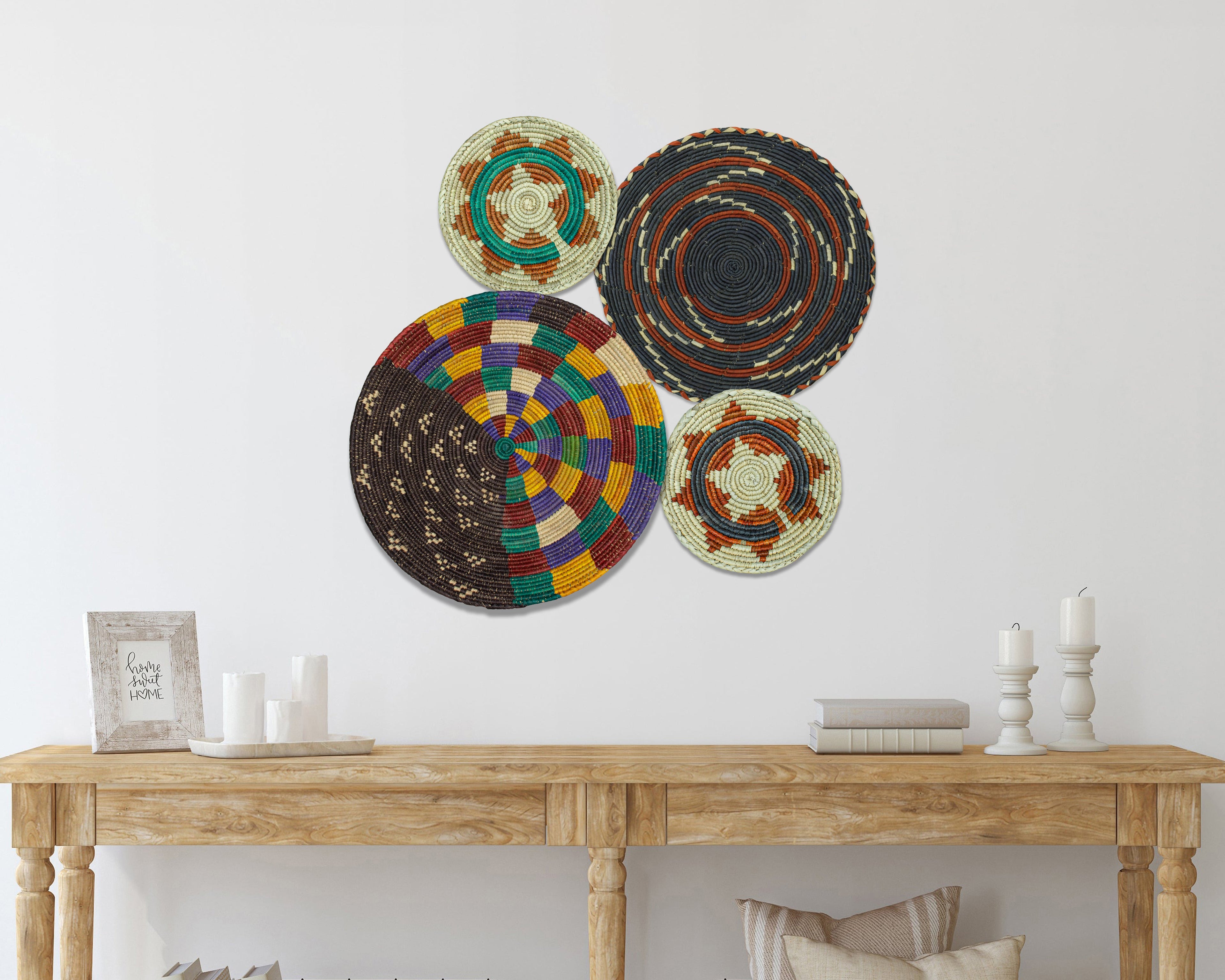 Set of 4 Handwoven wall baskets SET-238-4 N