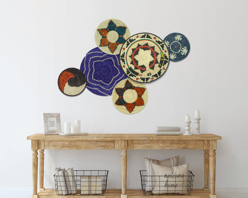 Set of 6 Handwoven wall baskets SET-282-6 N