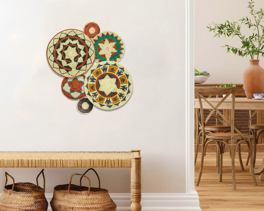 Set of 6 Handwoven wall baskets SET-287-6 N