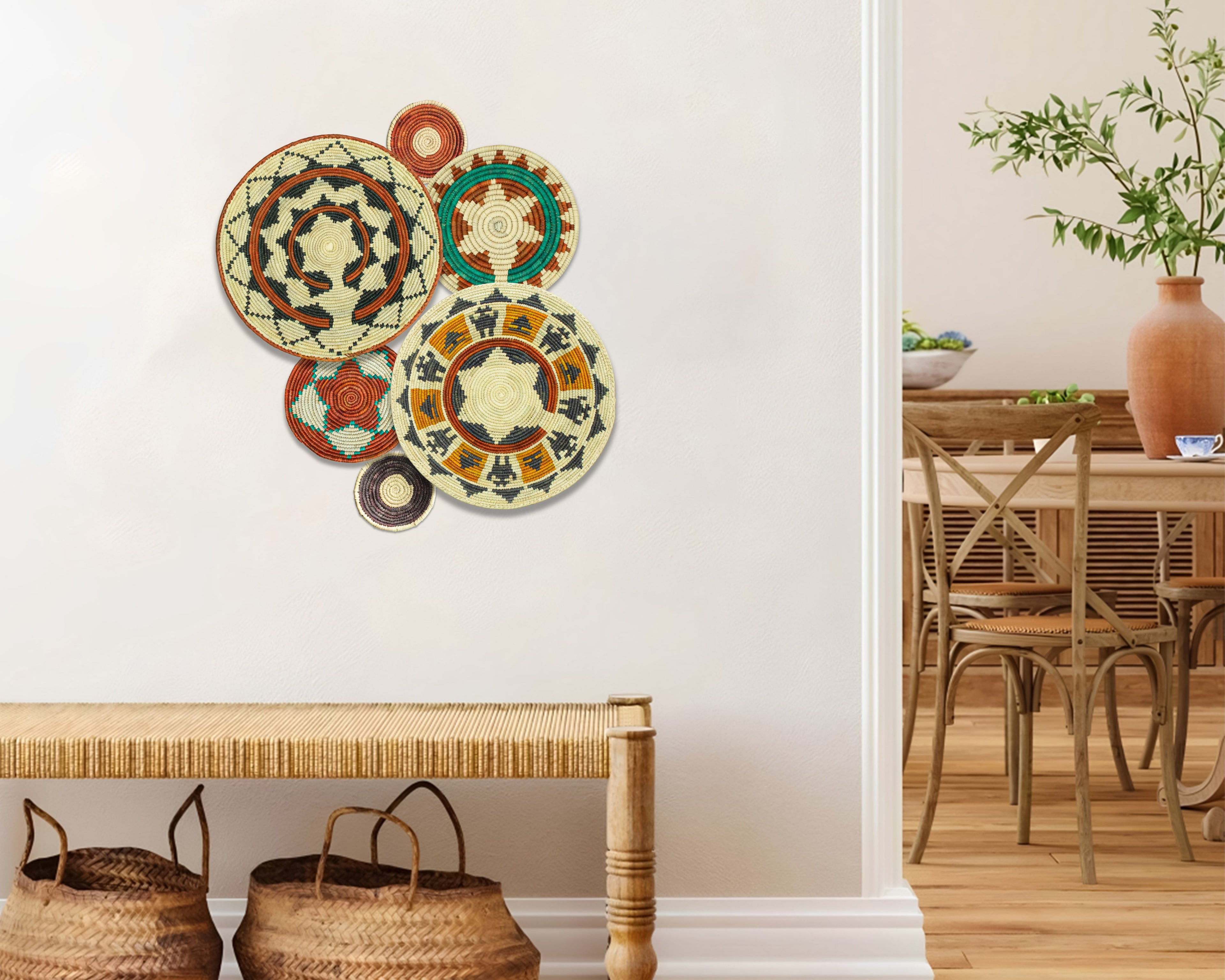 Set of 6 Handwoven wall baskets SET-287-6 N