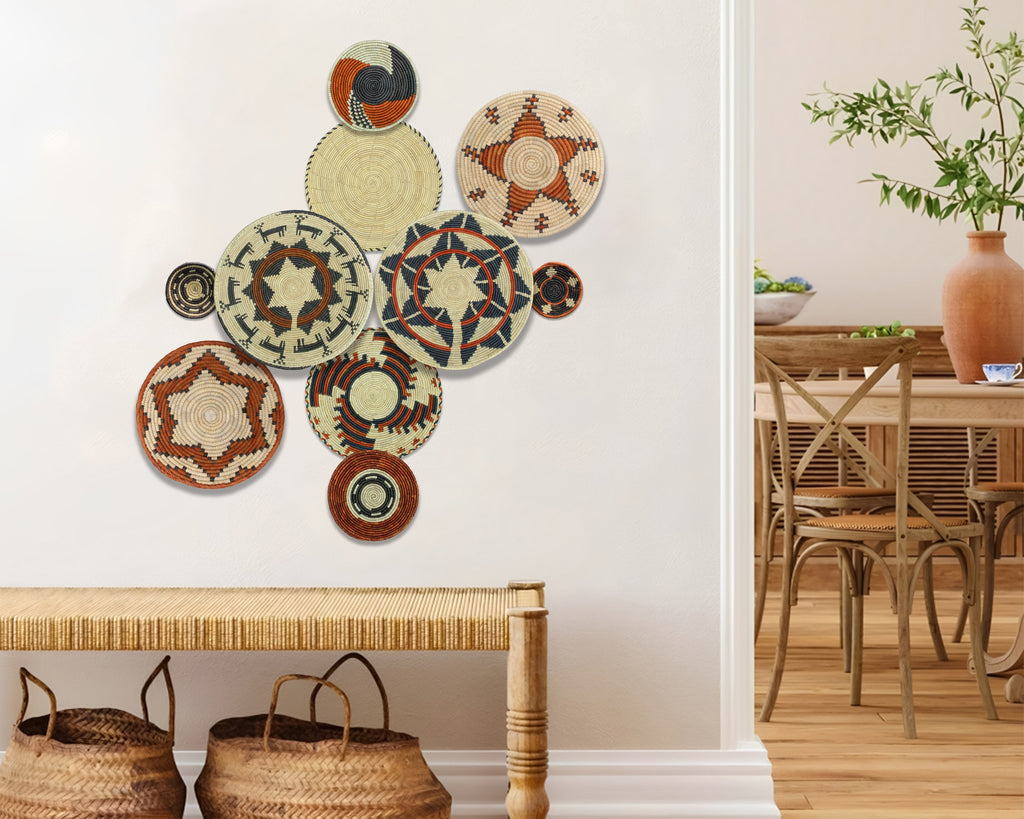 Set of 10 Handwoven wall baskets SET-404-10 N