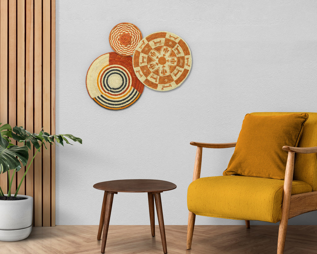 Set of 3 Handwoven wall baskets SET-208-3 N