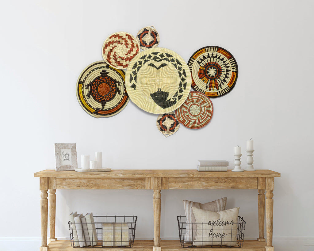 Set of 7 Handwoven wall baskets Set 305-7-N