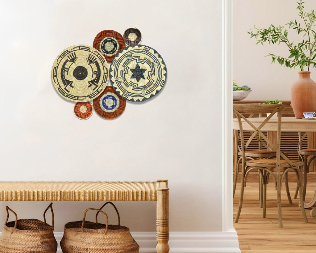 Set of 6 Handwoven wall baskets SET-284-6 N