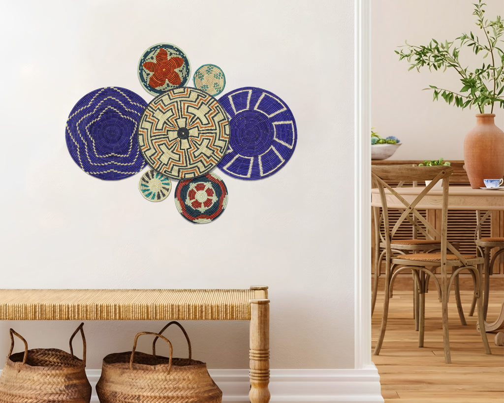 Set of 7 Handwoven wall baskets Set 310-7-N